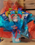 Blue boy basket with candy and dog cookie